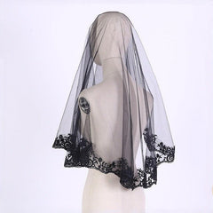 Black rose lace veil 882304078 - COCOMELODY