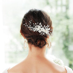 Pearl beaded hair comb Handmade ceramic flower comb 589015686895 - COCOMELODY