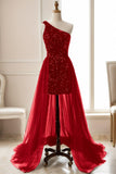Sheath-Column Sweep-Brush Train Sequined Prom Dress CS0467 - COCOMELODY