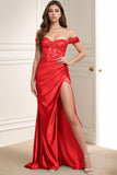 Sheath-Column Sweep-Brush Train Silk-Like Prom Dress CS0436 - COCOMELODY