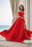 A-Line Court Train Satin Prom Dress CS0405 - COCOMELODY