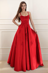 A-Line Floor Length Satin Prom Dress CS0458 - COCOMELODY