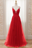 A-Line Sweep-Brush Train Tulle Prom Dress CS0463 - COCOMELODY