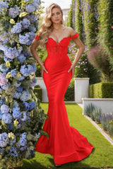 Trumpet-Mermaid Sweep-Brush Train Silk-Like Prom Dress CS0450 - COCOMELODY