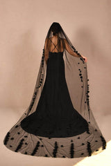 One-tier Tulle Chapel Veils with Flower 862831977508 - COCOMELODY