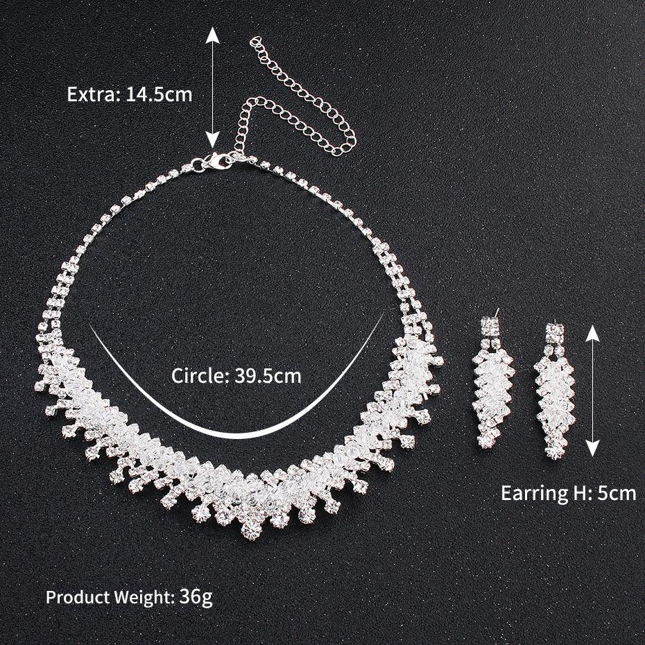 Jewelry Pearl Rhinestone Necklace Earrings 2-Piece Set 526530675260 - COCOMELODY