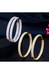Zircon plated round earrings 641798255069 - COCOMELODY
