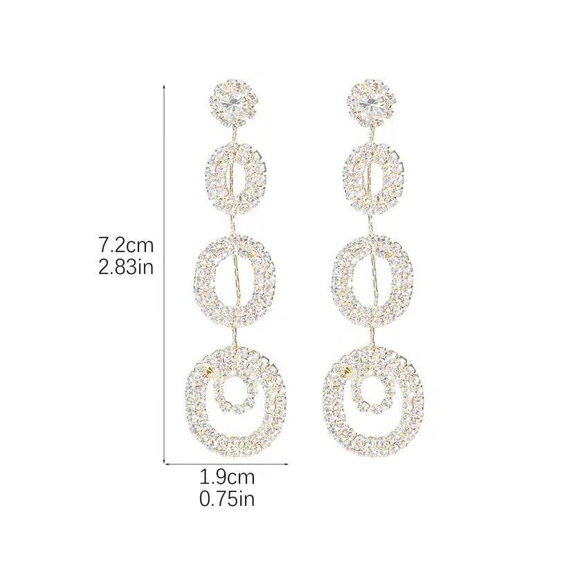 Romantic Rhinestone Dangle Earrings 900594053147 - COCOMELODY