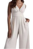 V-Neck Floor Length Chiffon Wedding Jumpsuit 916220687859 - COCOMELODY