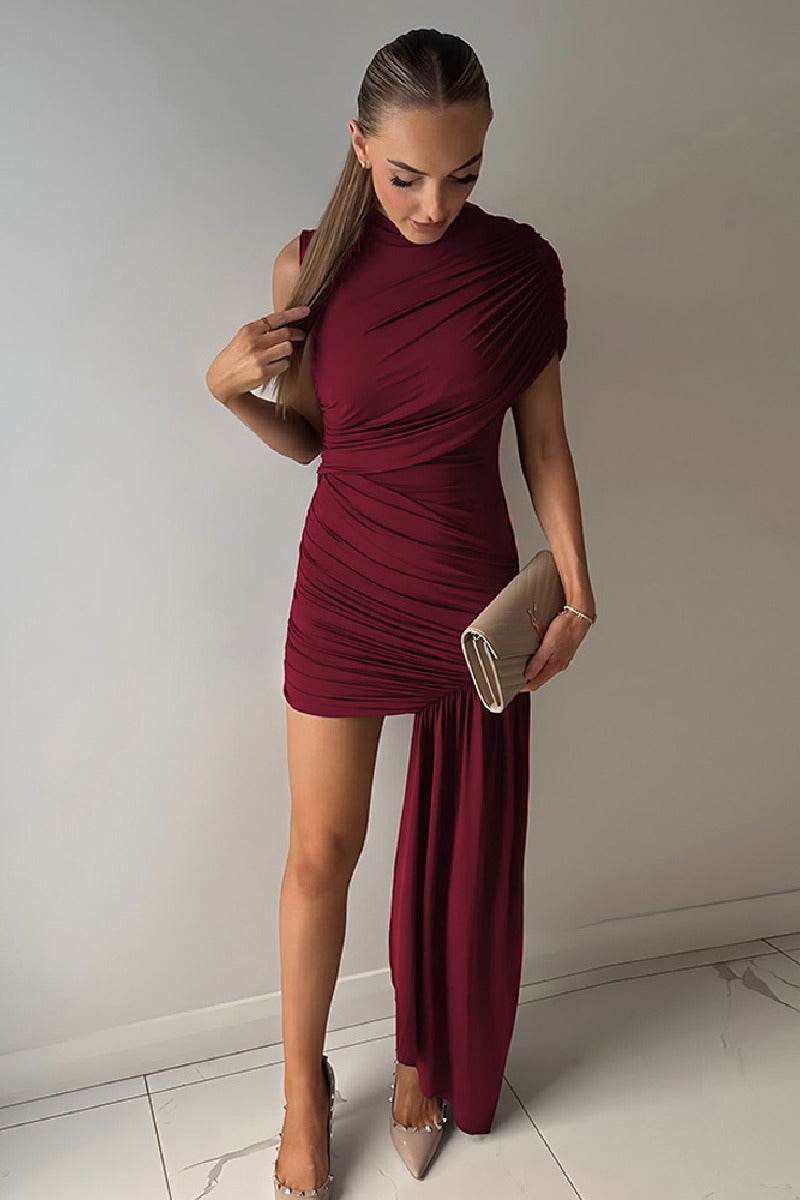 Asymmetry Mini Knitted Cocktail Wedding Guest dresses - COCOMELODY