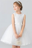 Ball-Gown Scoop Neck Sleeveless Mini Tulle Flower Girl Dresses 729126795007 - COCOMELODY