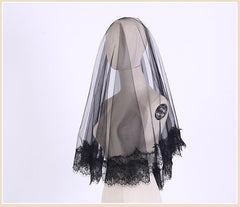 Halloween Headwear Ghost Bridal Veil Black Short 639063655722 - COCOMELODY