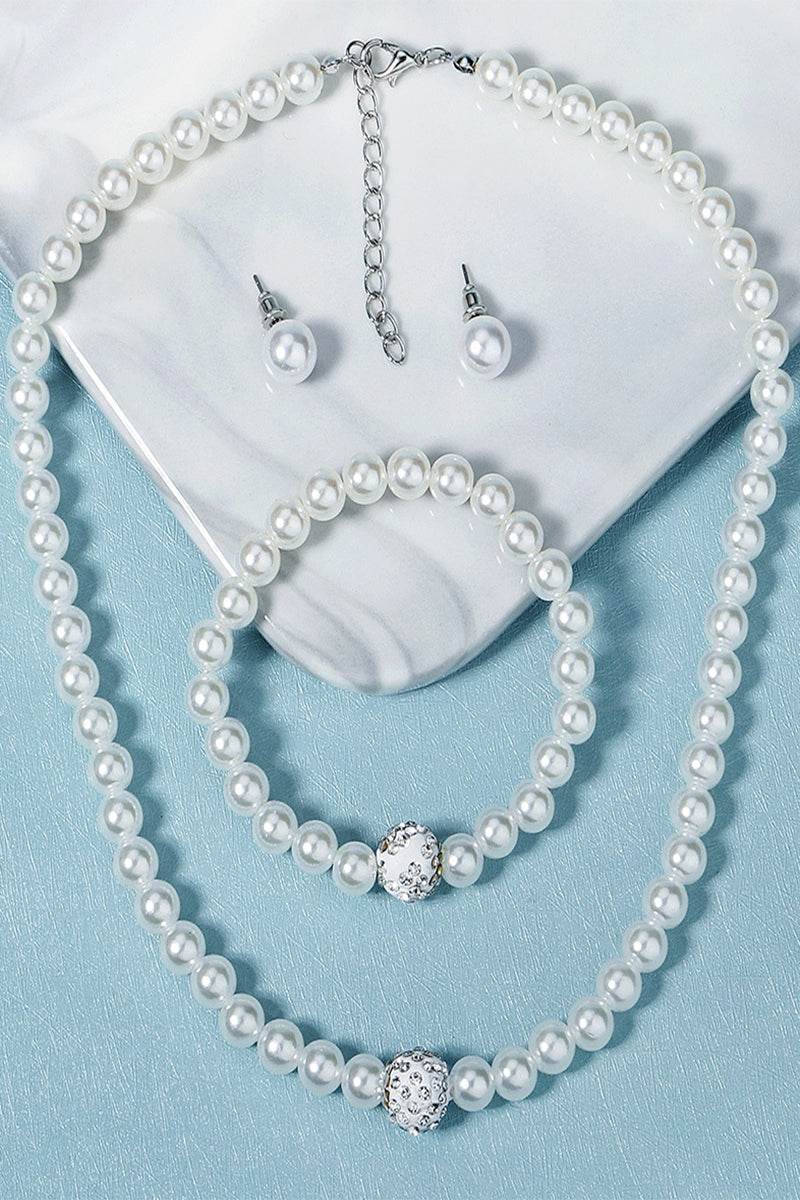 Classic Pearl/Bracelet/ Wedding Earrings/Necklace Jewelry Sets (Set of 3) 641004696900 - COCOMELODY