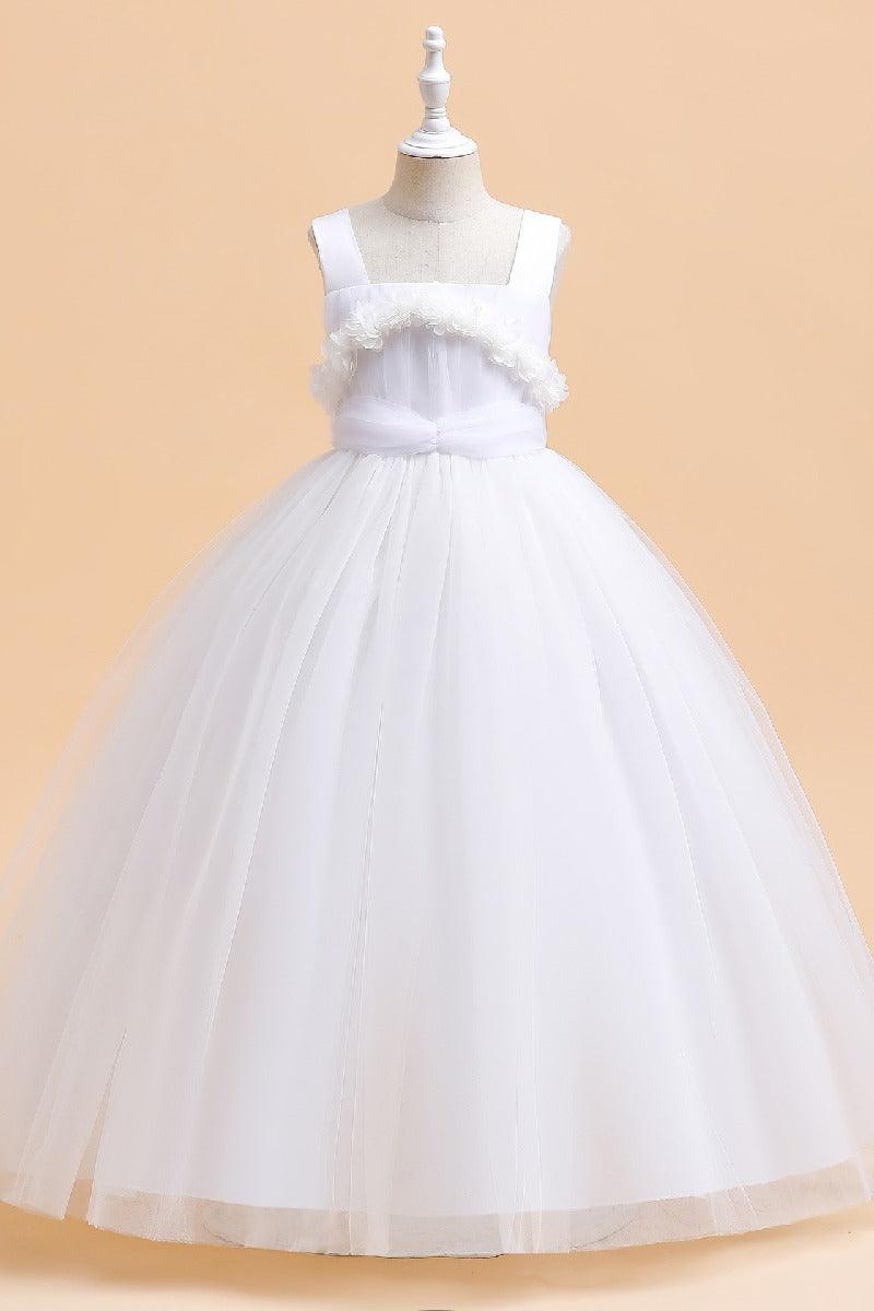 A-Line Straps Neck Tulle Maxi Flower Girl Dresses 848520948280 - COCOMELODY