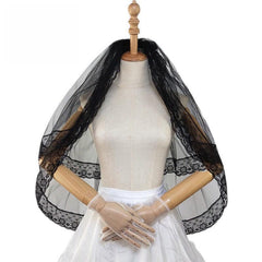 Black double lace veil 600937137939 - COCOMELODY