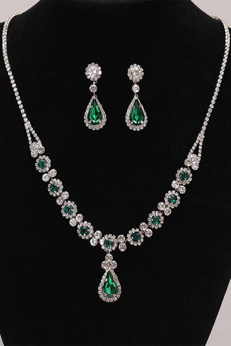 Alloy Rhinestone Necklace Earrings Jewelry 833119530382 - COCOMELODY