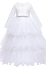 A-line floor length tulle lace flower girl dress 669800910735 - COCOMELODY