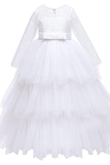 A-line floor length tulle lace flower girl dress 669800910735 - COCOMELODY