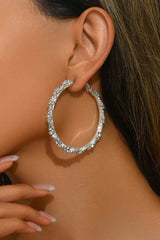 Shining Rhinestone Hoop Earrings 887668115556 - COCOMELODY