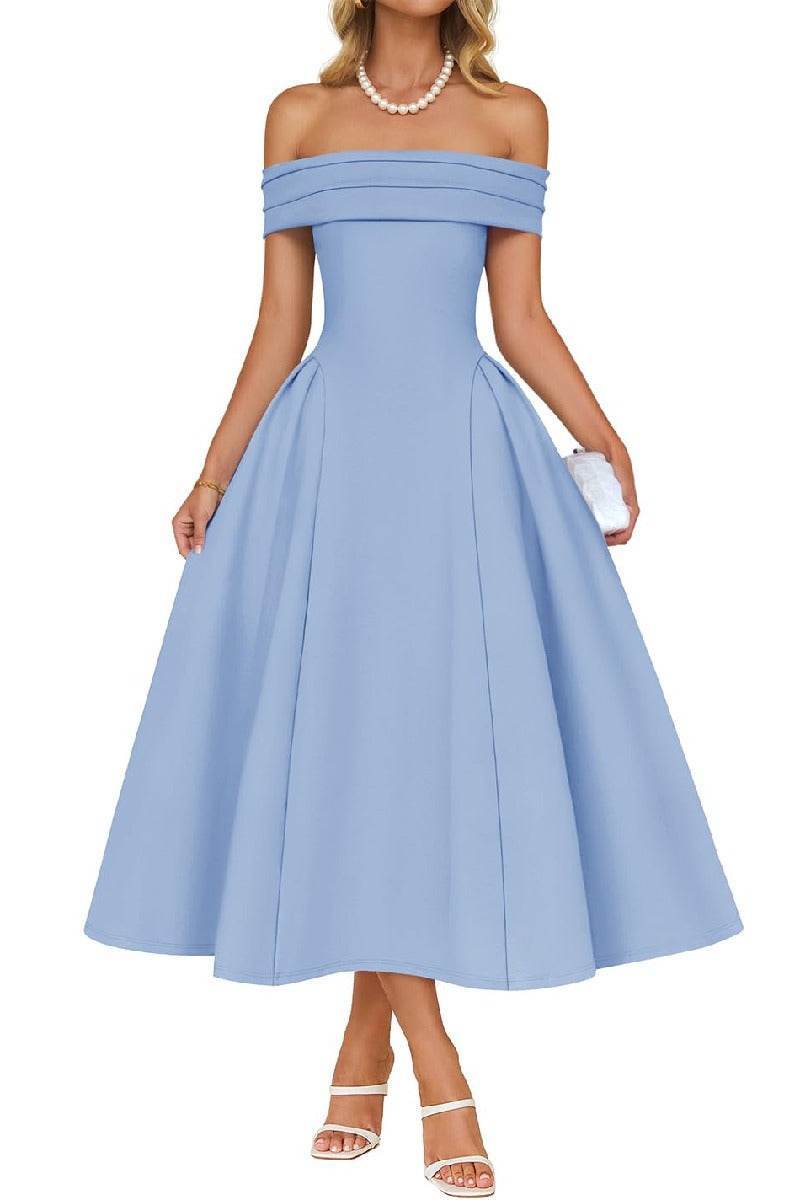 A-Line Midi Satin Formal Wedding Guest Dresses B0DS8NJRR3 - COCOMELODY
