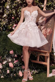 A-Line Short-Mini Lace Tulle Little White Dress 100027