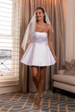 A-Line Short-Mini Mikado Little White Dress 100065