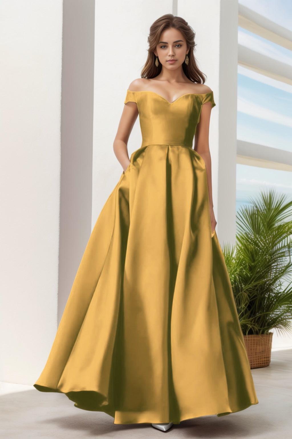 A-Line Floor Length Satin Prom Dress CS0408 - COCOMELODY