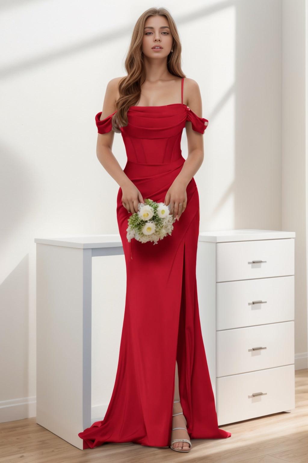 Trumpet-Mermaid Sweep-Brush Train Silk-Like Prom Dress CS0399 - COCOMELODY