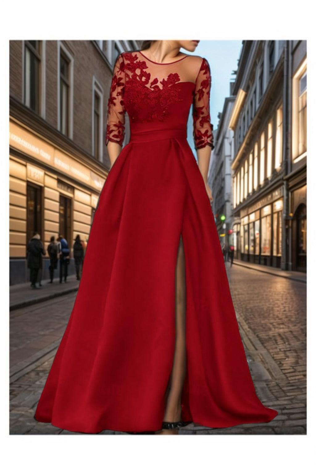 A-Line Sweep-Brush Train Silk-Like Prom Dress CS0456 - COCOMELODY