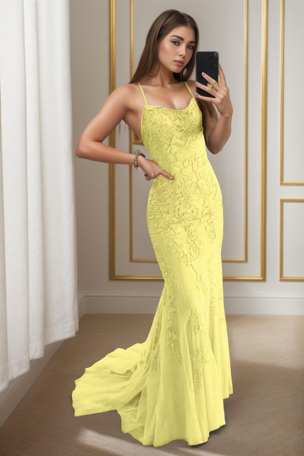 Trumpet-Mermaid Sweep-Brush Train Tulle Prom Dress CS0398 - COCOMELODY
