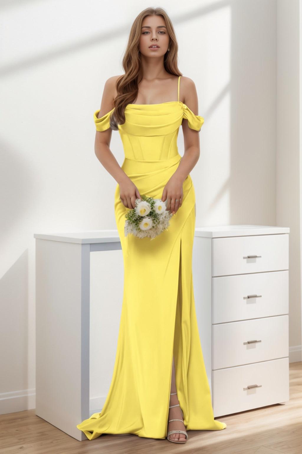 Trumpet-Mermaid Sweep-Brush Train Silk-Like Prom Dress CS0399 - COCOMELODY