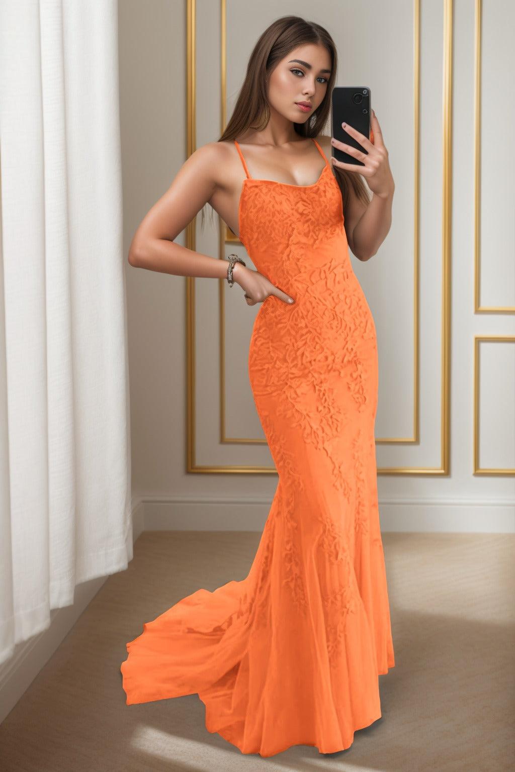 Trumpet-Mermaid Sweep-Brush Train Tulle Prom Dress CS0398 - COCOMELODY