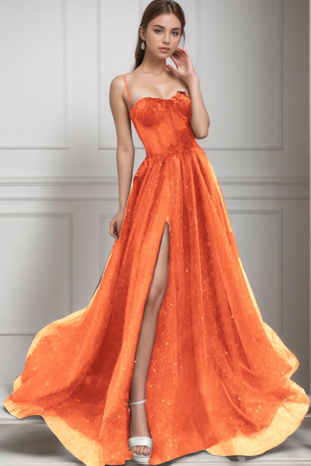 A-Line Sweep-Brush Train Tulle Prom Dress CS0439 - COCOMELODY