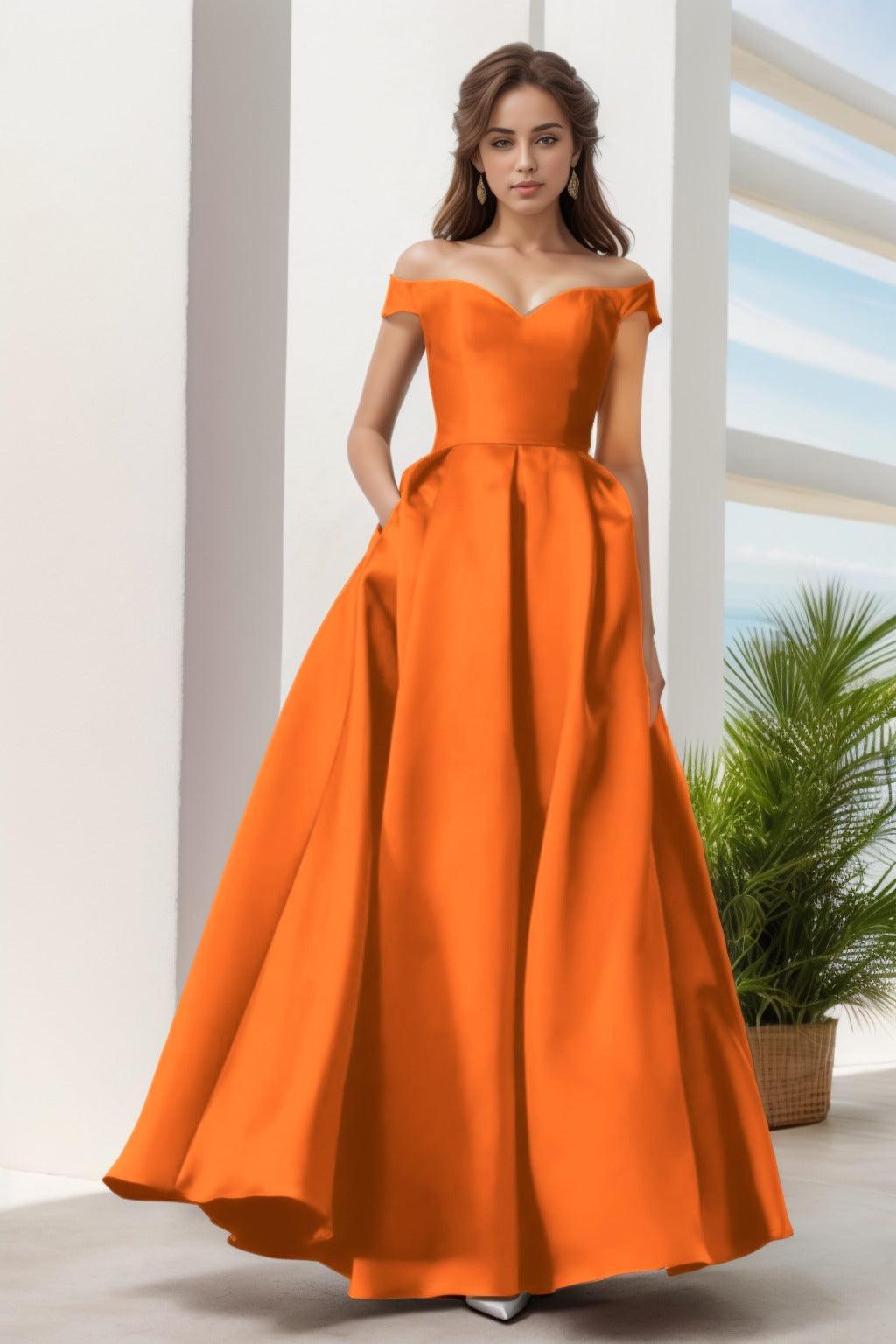 A-Line Floor Length Satin Prom Dress CS0408 - COCOMELODY