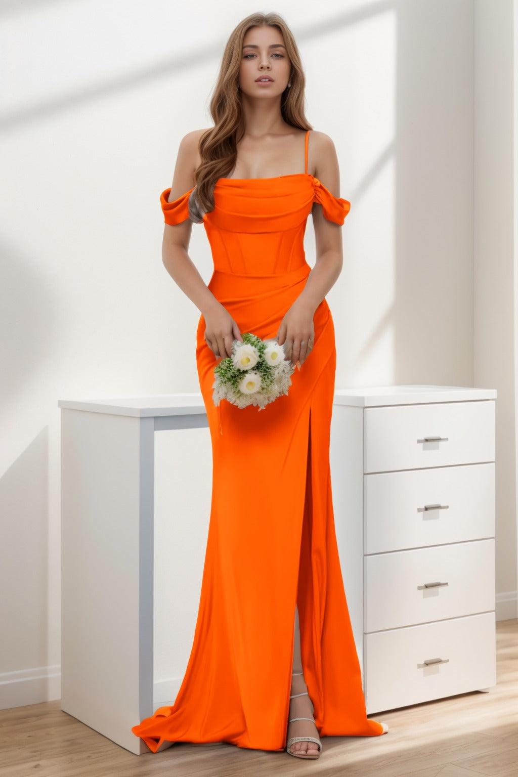 Trumpet-Mermaid Sweep-Brush Train Silk-Like Prom Dress CS0399 - COCOMELODY