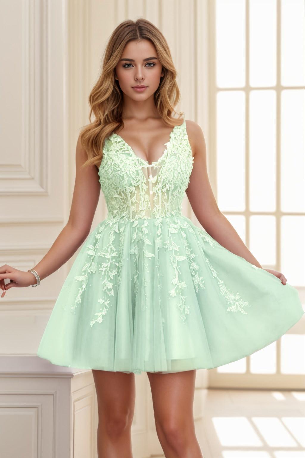 A-line Short-Mini Tulle Prom Dress CS0410 - COCOMELODY