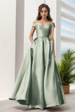 A-Line Floor Length Satin Prom Dress CS0408 - COCOMELODY