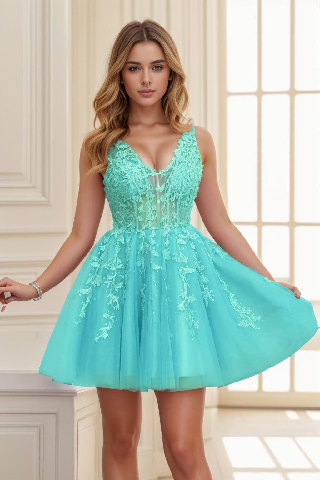 A-line Short-Mini Tulle Prom Dress CS0410 - COCOMELODY