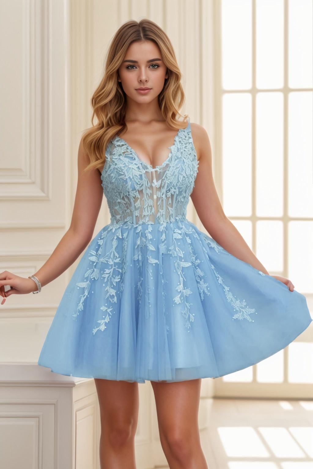 A-line Short-Mini Tulle Prom Dress CS0410 - COCOMELODY