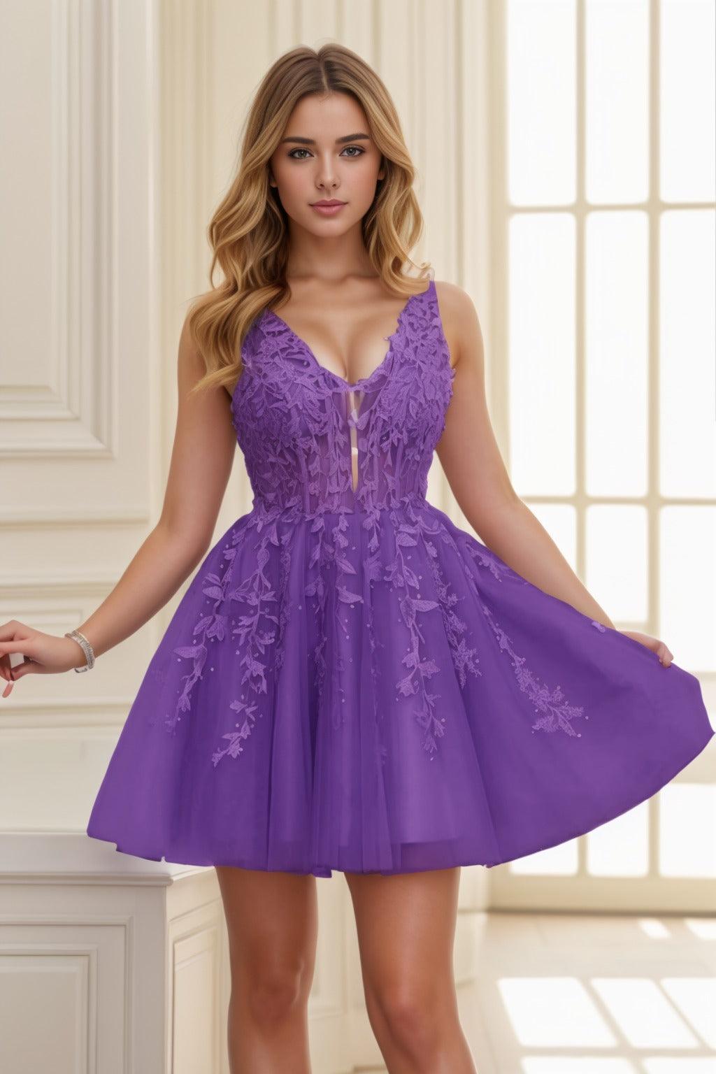 A-line Short-Mini Tulle Prom Dress CS0410 - COCOMELODY