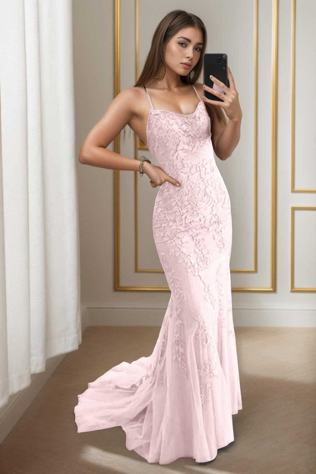 Trumpet-Mermaid Sweep-Brush Train Tulle Prom Dress CS0398 - COCOMELODY