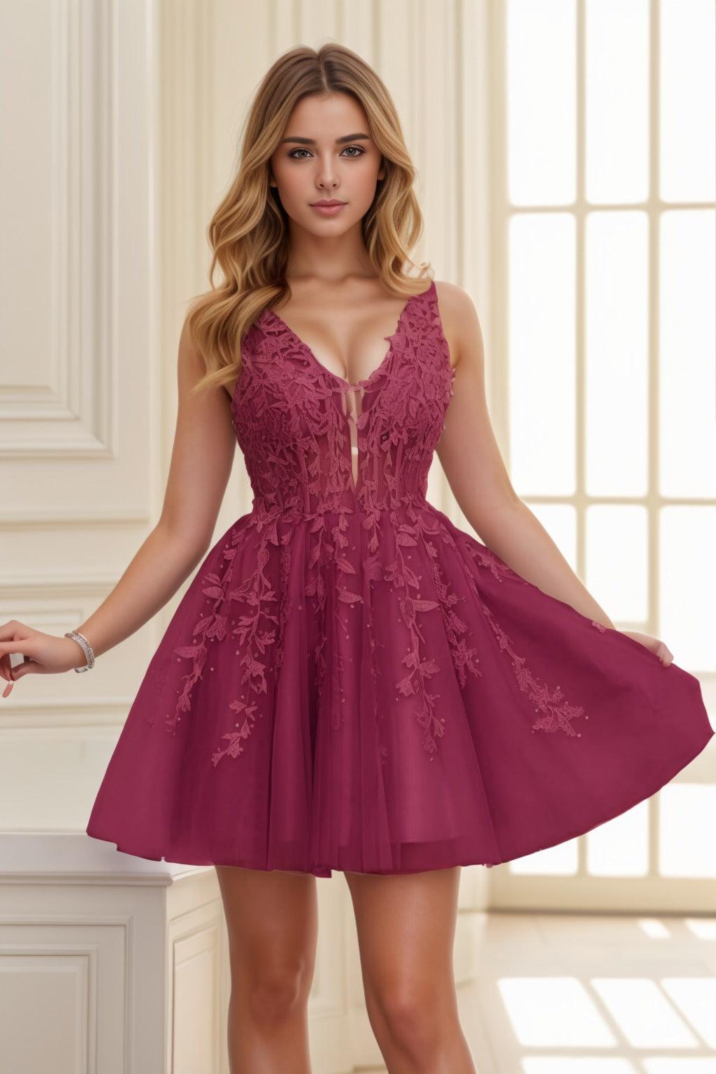 A-line Short-Mini Tulle Prom Dress CS0410 - COCOMELODY