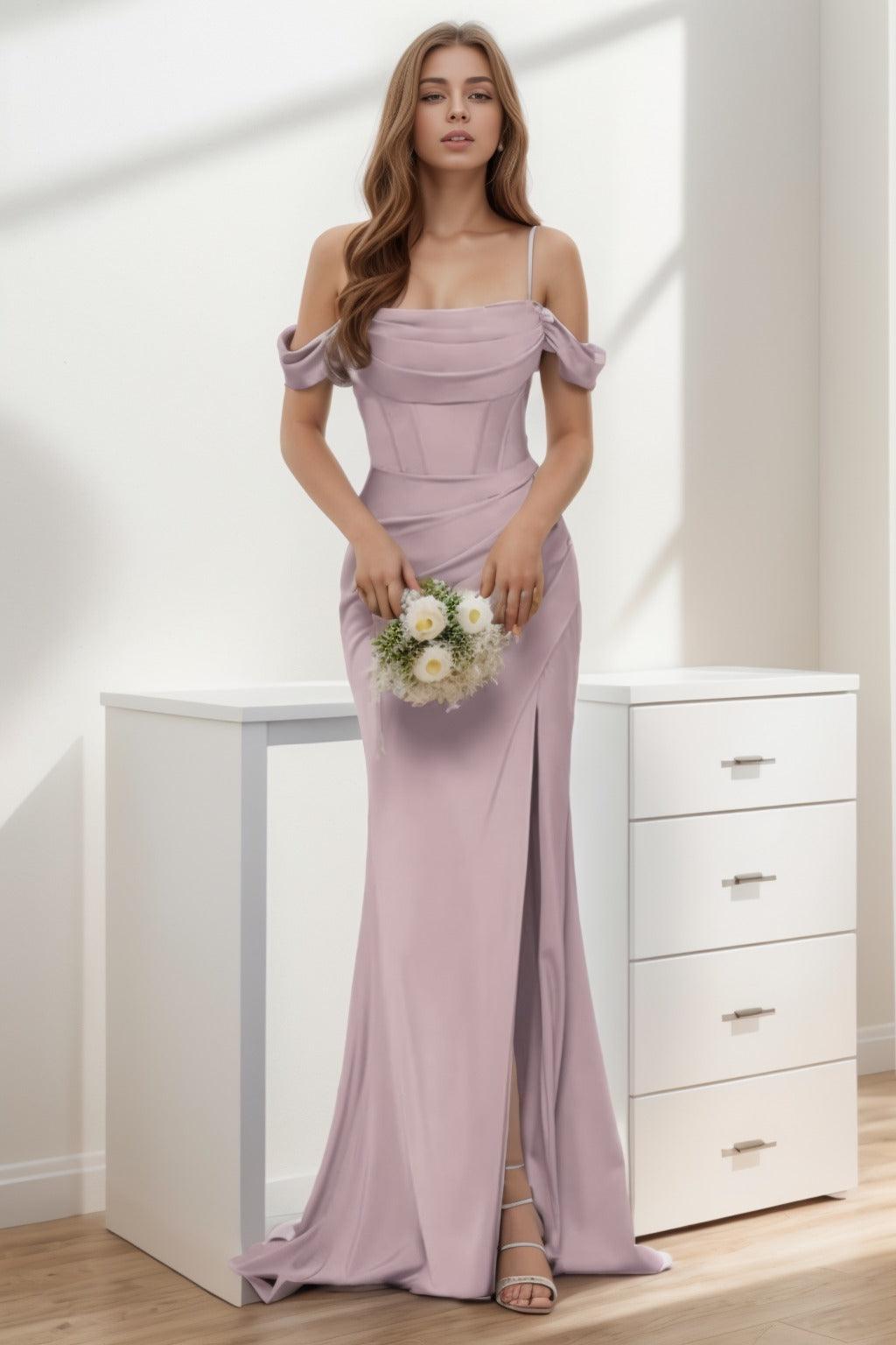 Trumpet-Mermaid Sweep-Brush Train Silk-Like Prom Dress CS0399 - COCOMELODY