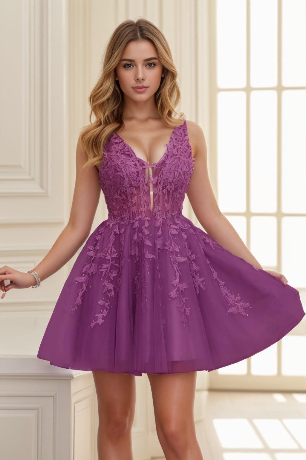 A-line Short-Mini Tulle Prom Dress CS0410 - COCOMELODY