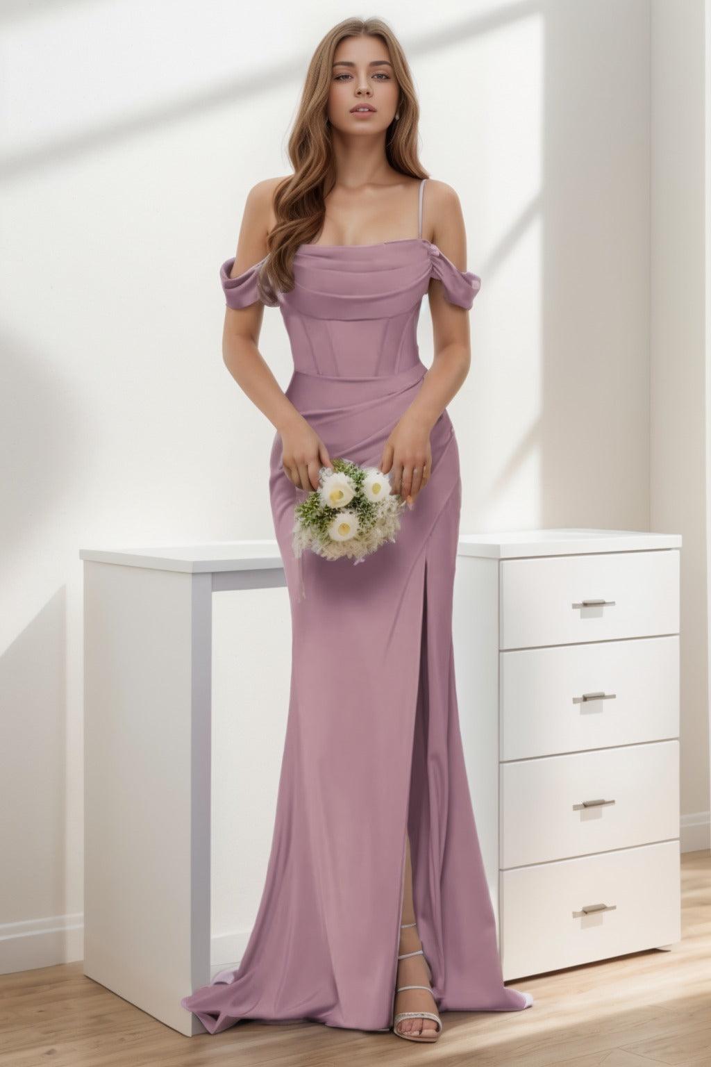 Trumpet-Mermaid Sweep-Brush Train Silk-Like Prom Dress CS0399 - COCOMELODY