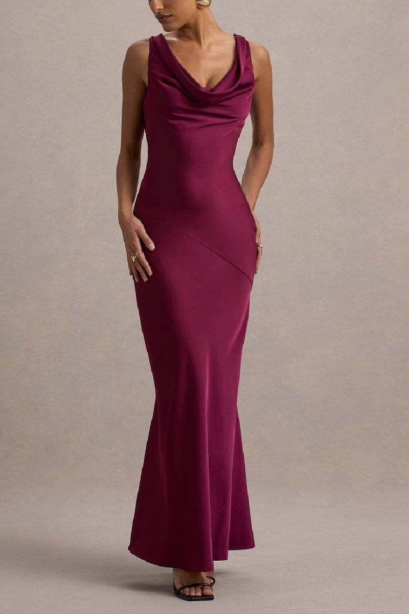 Trumpet-Mermaid Maxi Luxe Satin Semi-Formal Dresses 895917818892 - COCOMELODY