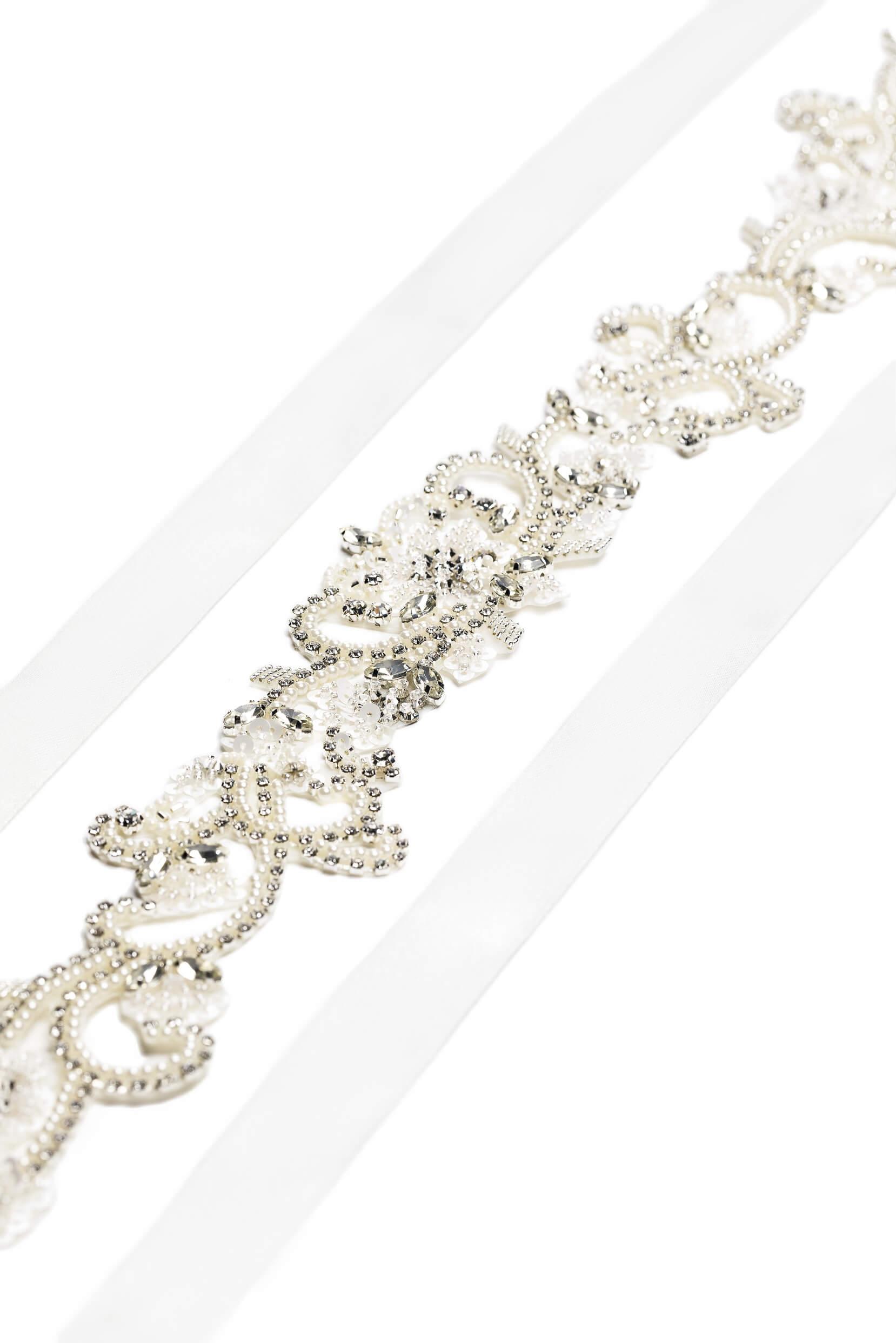 Ribbons Wedding Sash With Rhinestone and Sequins CC0074 - COCOMELODY