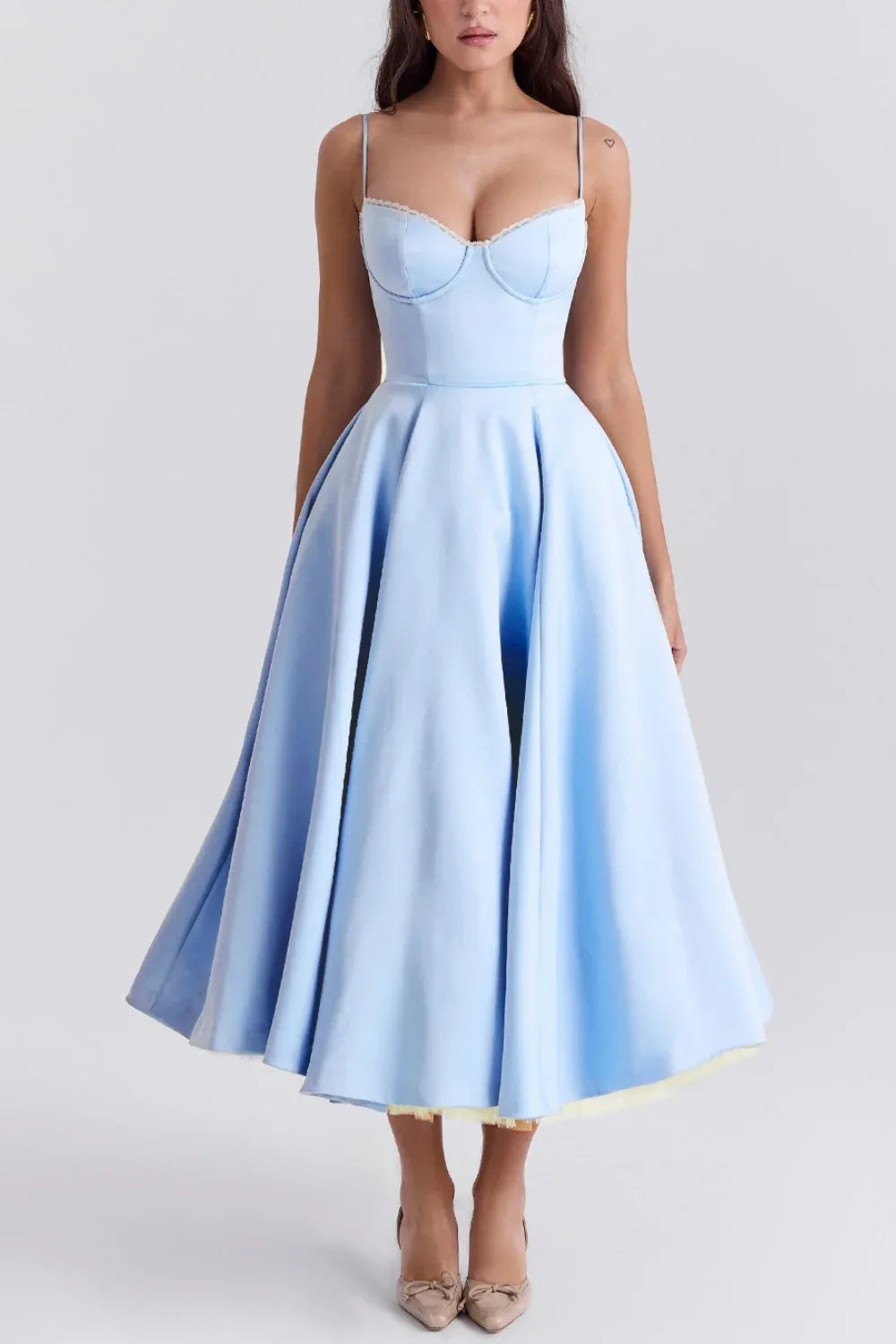 A-line Midi Satin Formal Evening Dresses 803510185058 - COCOMELODY