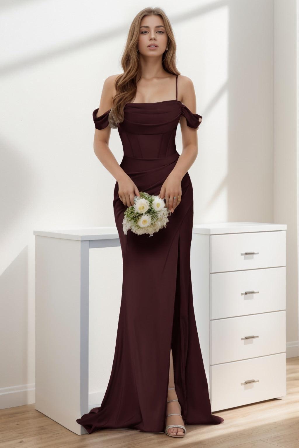 Trumpet-Mermaid Sweep-Brush Train Silk-Like Prom Dress CS0399 - COCOMELODY