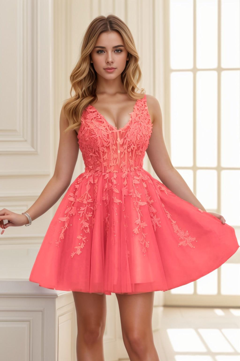 A-line Short-Mini Tulle Prom Dress CS0410 - COCOMELODY